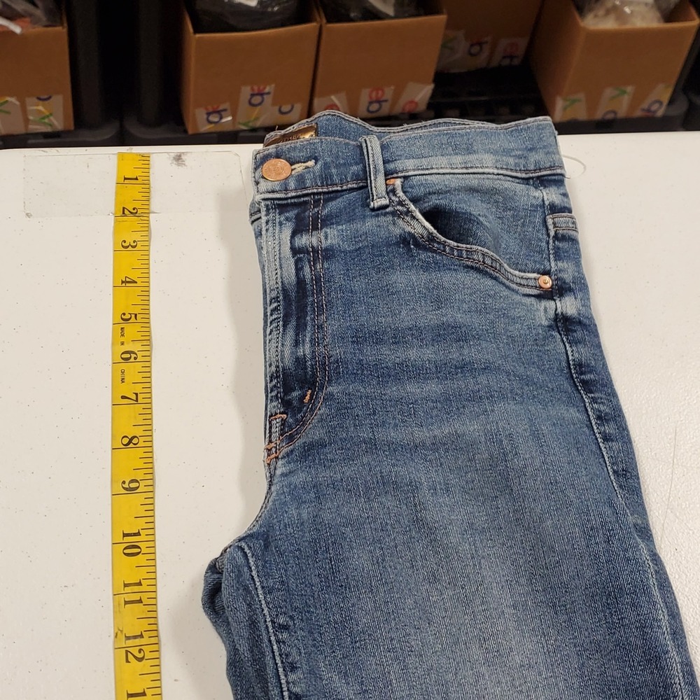 Mother Jeans Womens Insider Cropped Straight Fray Jeans Size 26 Blue Whiskered - Picture 8 of 14
